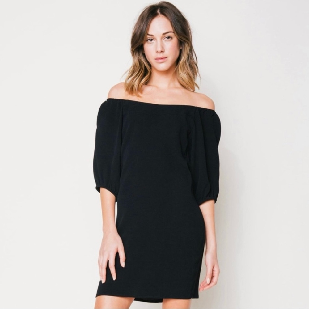FLYNN SKYE Hampton Off The Shoulder Black Dress - Small